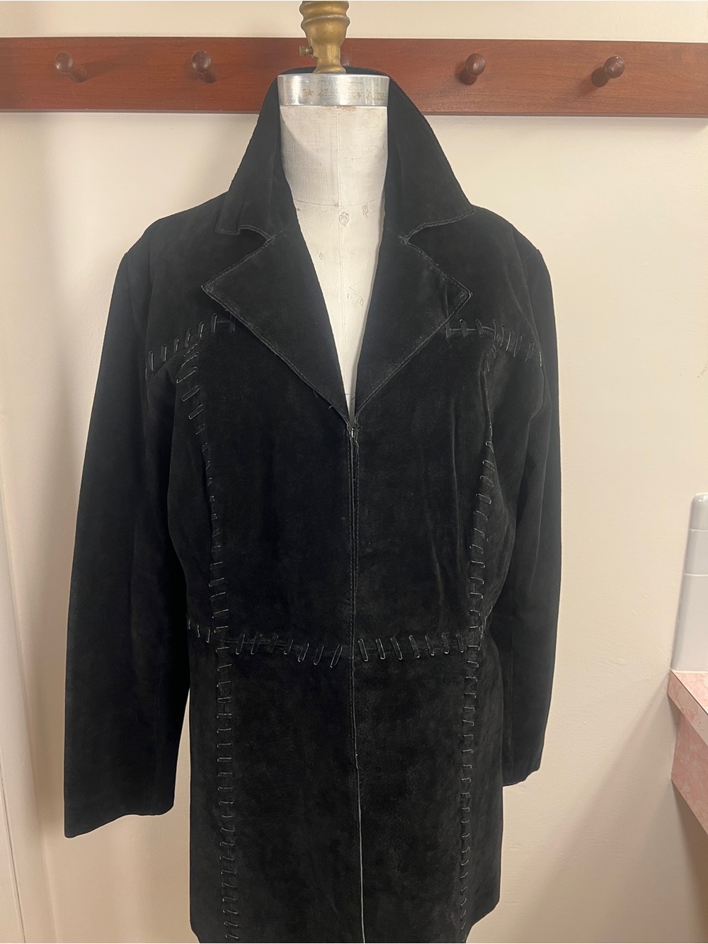 Sonoma Black Suede Women's Stitch-Accent Jacket